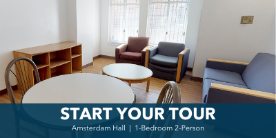 Amsterdam Hall Virtual Tour: 1-Bedroom 2-Person