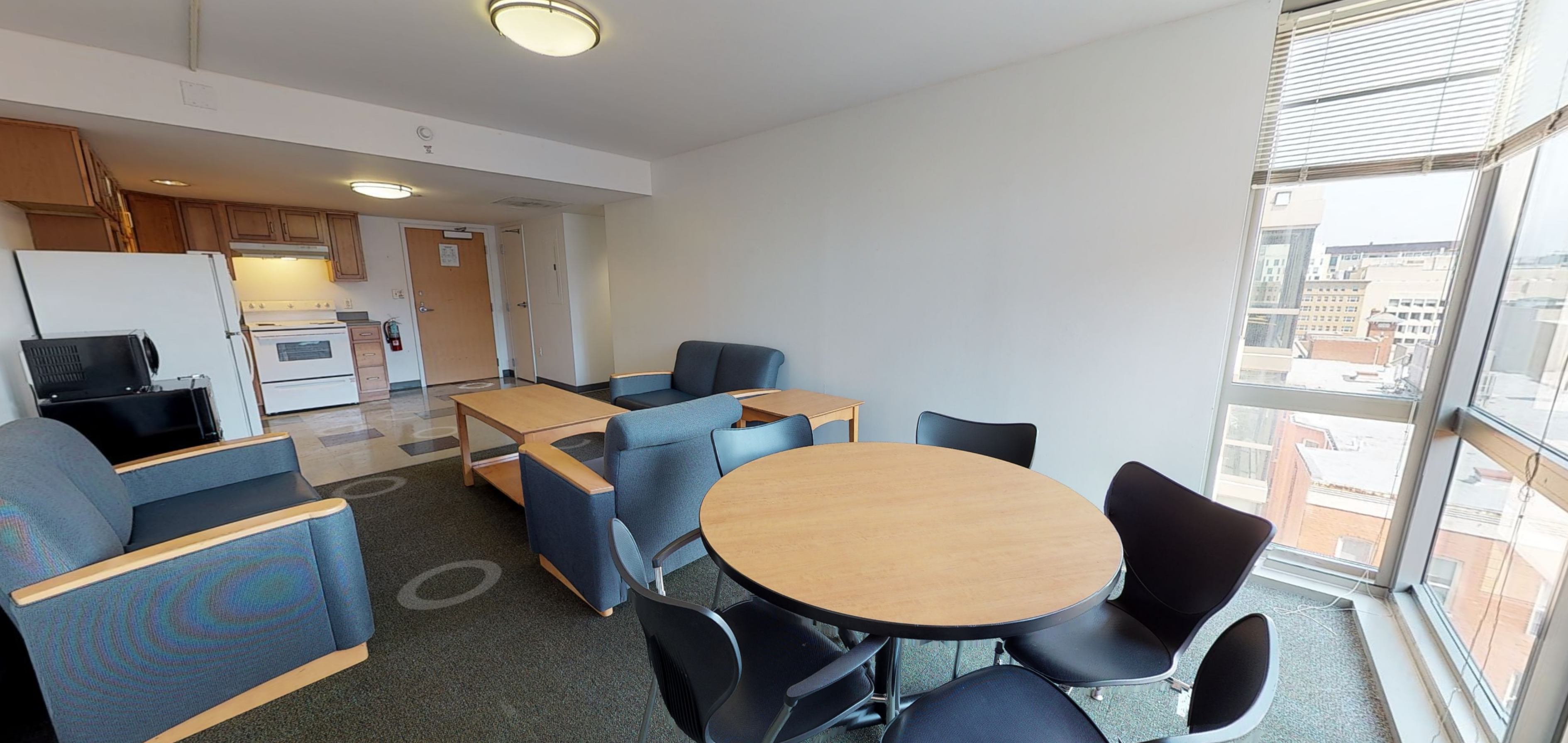 South Hall 5-bedroom, 5-person unit living room