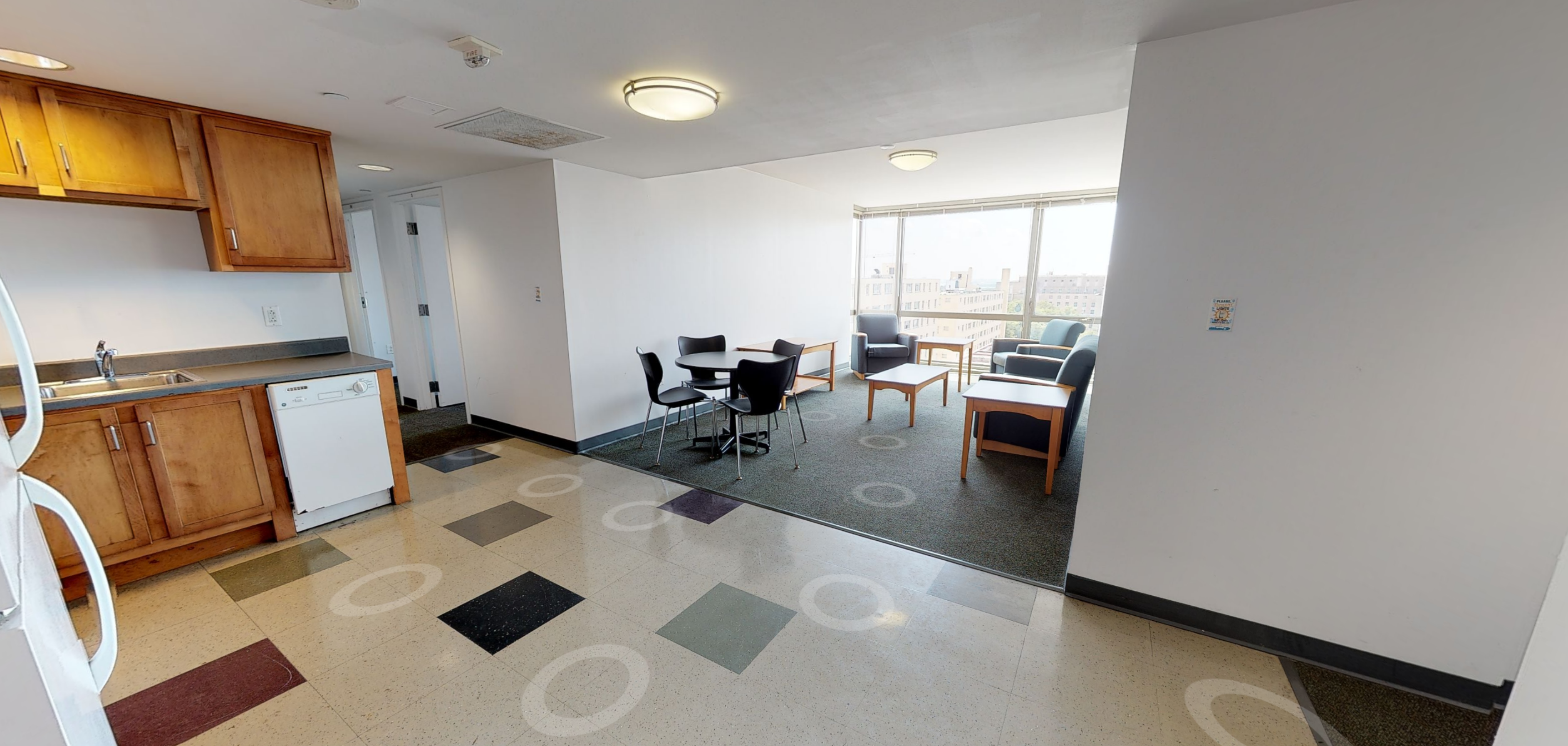 South Hall 4-bedroom, 4-person unit living room with furniture