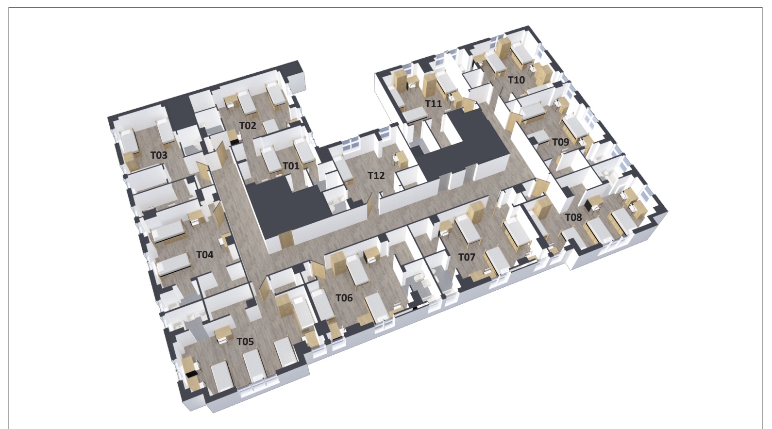 Floor plan of the first floor of FSK Hall. 