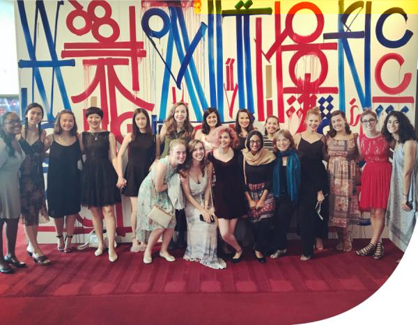 group of approximately 20 students at the Kennedy Center