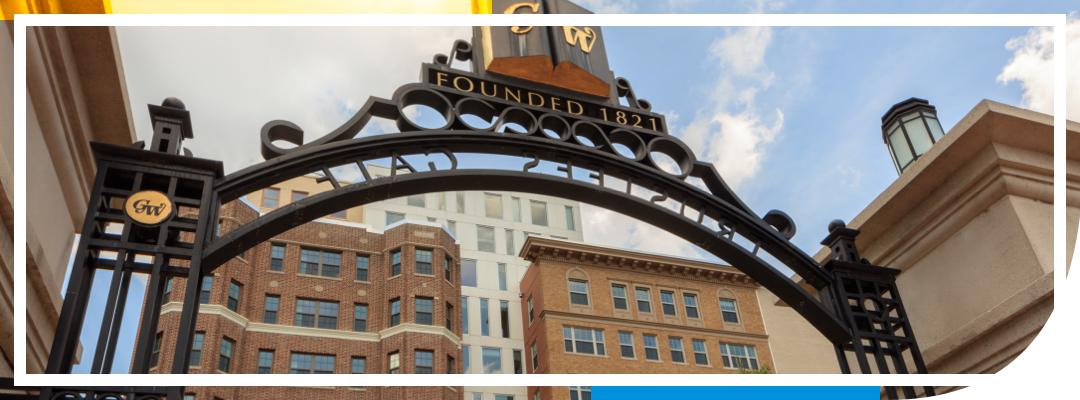 Professor's gate with district house in the background